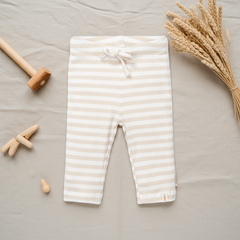 Little Dutch gestreifte Babyhose in Sand und Weiß