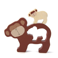 Trixie Babypuzzle Herr Affe aus Holz – zweiteiliges Tierpuzzle mit Affenmotiv zur Förderung von Zuordnung und Fantasie