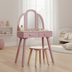 Frisiertisch Kinder aus Holz – Schminktisch mit Spiegel & Zubehör