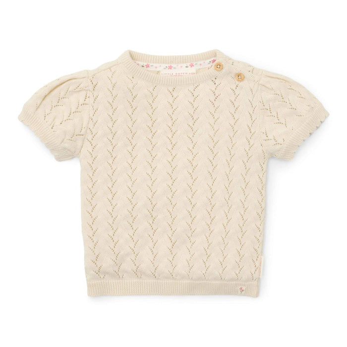Gestrickter Pullover kurzarm Creme | Little Dutch