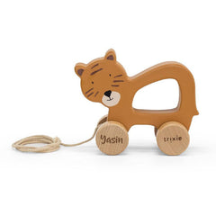 Personalisiertes Holz-Nachziehtier mit Tiermotiv und Name – Produktansicht