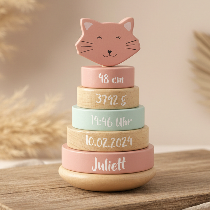 Holz Stapelturm - Frau Katze - zur Geburt | Trixie