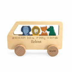 Personalisierter Holz-Tierbus von Trixie mit Tierfiguren