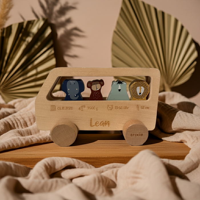 Holz-Tierbus von Trixie als Motorikspielzeug ab 18 Monaten