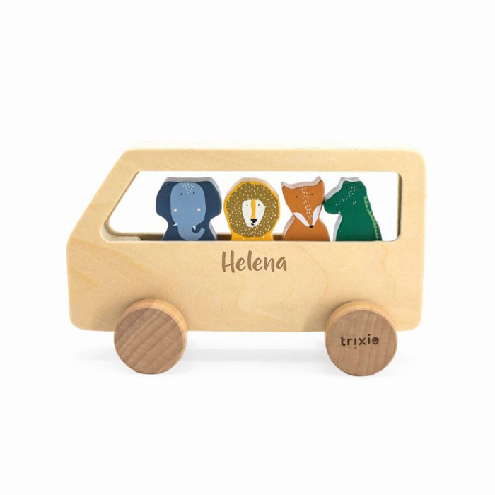 Trixie Holz-Tierbus mit individueller Namensgravur