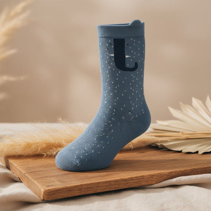 Trixie Kniestrümpfe Frau Elefant Größe 25/27 in Blau – Kindersocken aus Bio-Baumwolle mit Elefantenmotiv und Schlappohren