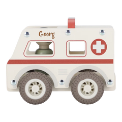 Krankenwagen aus Holz personalisierbar mit Namen