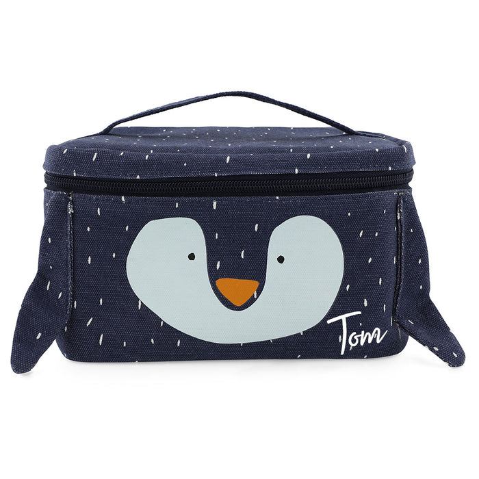 Trixie Kühltasche Herr Pinguin personalisiert mit Namen – dunkelblaue Lunchbag für Kindergarten, Schule und Ausflüge