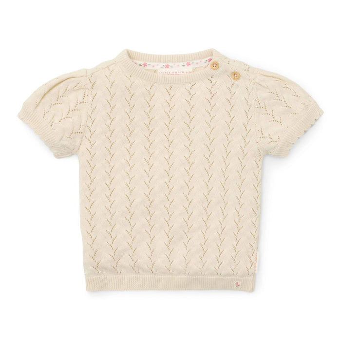 Kurzarm-Strickpullover Creme von Little Dutch – Produktansicht