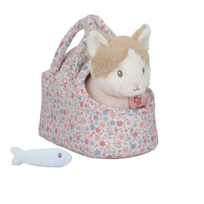 Little Dutch Kuscheltier Katze Marley in geblümter Tasche – Produktansicht