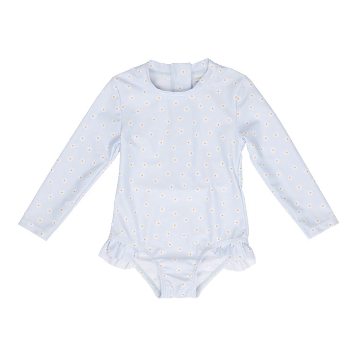 Langarm-Badeanzug Daisies Blue | Little Dutch