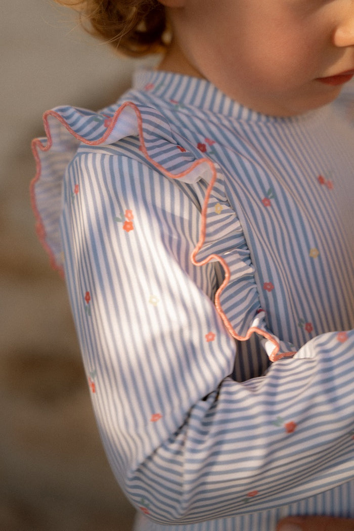 Langärmeliges Schwimmshirt Sunny Flowers Blue | Little Dutch