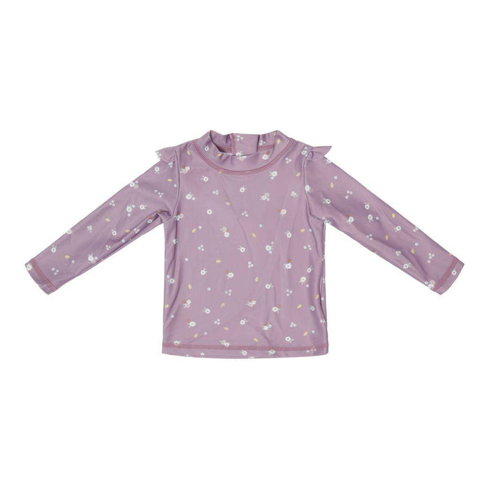 Langärmliges Badeshirt mit Rüschen, Mauve Blossum | Little Dutch