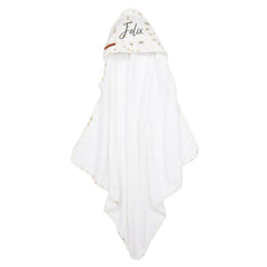 Personalisiertes Little Dutch Kapuzenhandtuch Sailors Bay White mit Name – weißes 75 x 75 cm Babyhandtuch aus weichem Frottee