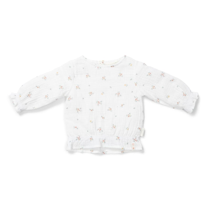 Little Dutch Musselin-Bluse White Meadows mit Blumenprint und langen Ärmeln