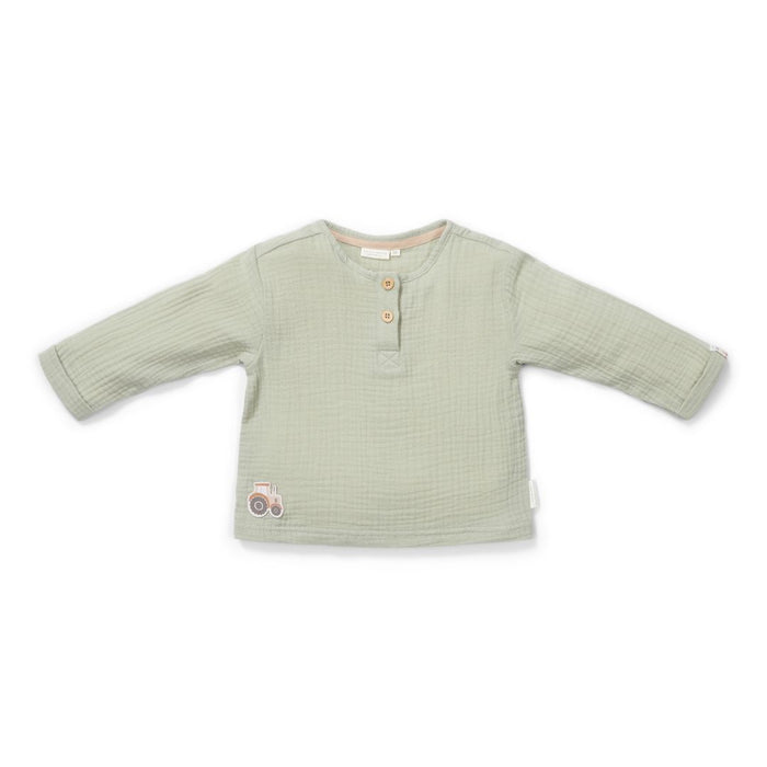 Little Dutch Musselin-Langarmshirt Grass Green aus Bio-Baumwolle – Produktansicht