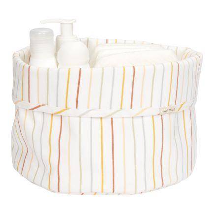 Little Dutch Pflegekörbchen Vintage Sunny Stripes rund – Aufbewahrungskorb für Windeln und Pflegeprodukte am Wickelplatz