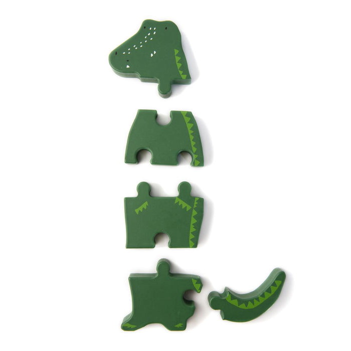Trixie Puzzle-Figur Herr Krokodil aus Holz – Motorikpuzzle zum richtigen Zusammensetzen der Tierfigur für Kinder ab 2 Jahren