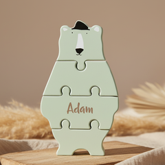 Personalisierbare Trixie Puzzle-Figur Herr Eisbär aus Holz mit Lasergravur – Motorikpuzzle aus FSC-zertifiziertem Holz ab 2 Jahren