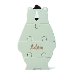 Trixie Puzzle-Figur Herr Eisbär aus Holz personalisierbar mit Gravur – nachhaltiges Tierpuzzle aus FSC-zertifiziertem MDF