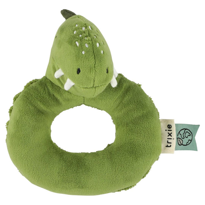 Trixie Rassel Herr Dino – weiches Tier-Spielzeug für Babys zum Greifen, Schütteln und Entdecken