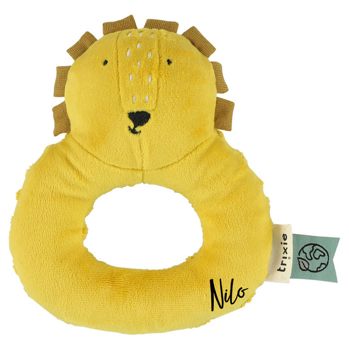 Personalisierte Trixie Rassel Herr Löwe mit Name – weiches Löwen-Spielzeug als persönliches Geschenk für Babys