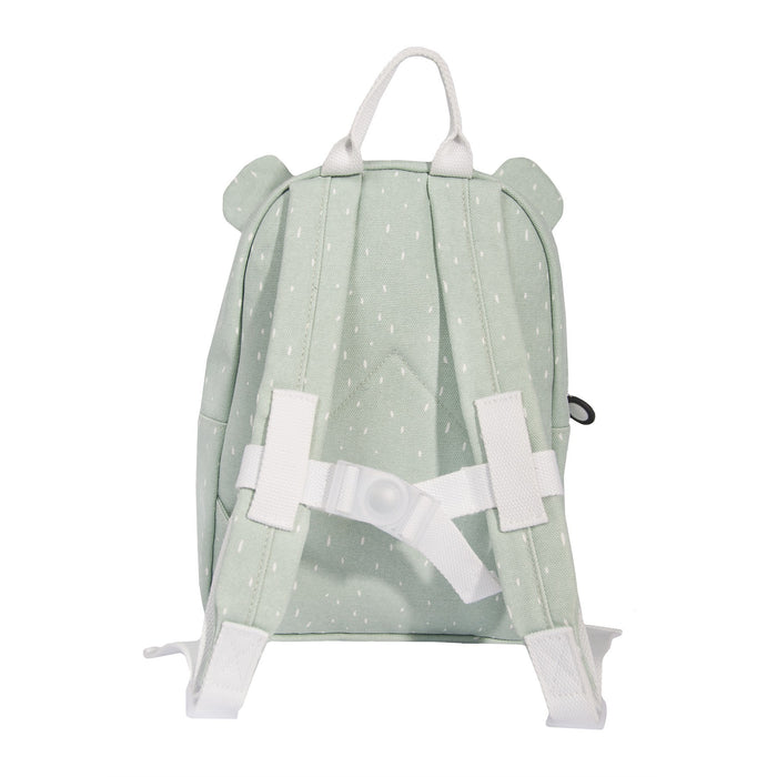 Trixie Kinder-Rucksack Herr Eisbär in Mint – Detailansicht des Rucksacks mit Polarbärmotiv für Kita, Schule und Freizeit