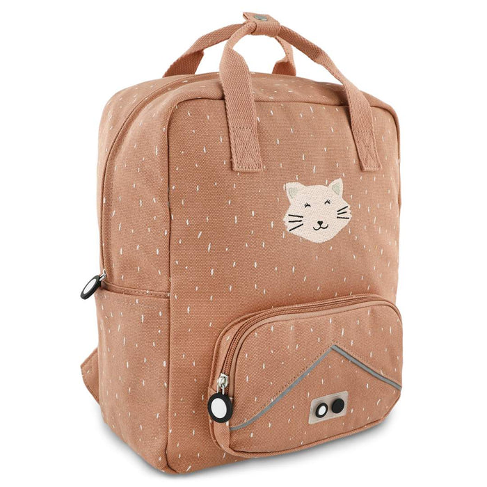 Großer Trixie Kinder-Rucksack Frau Katze in Rosa – 11-Liter-Rucksack mit Katzenmotiv, Fronttasche und seitlichen Flaschenfächern