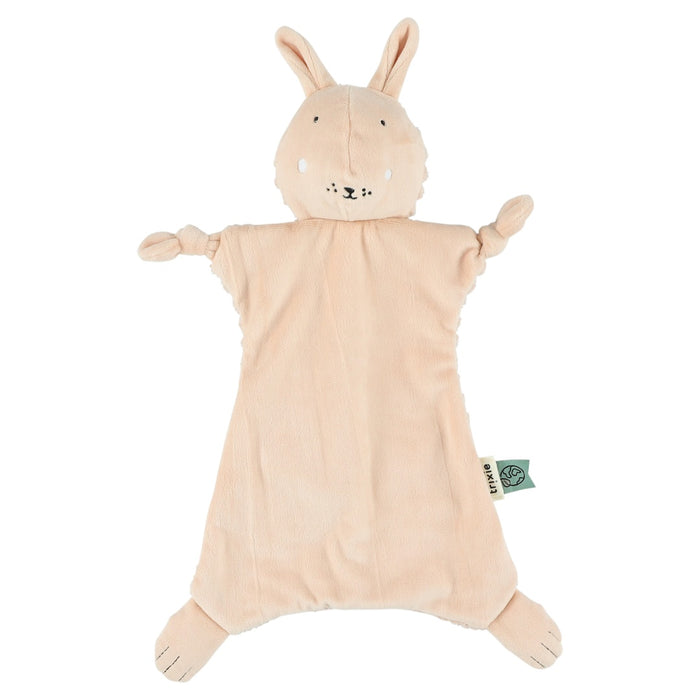 Trixie Schnuffeltuch Frau Hase in Rosa – weiches Schmusetuch mit freundlichem Hasengesicht und Knoten zum Befestigen des Schnullers