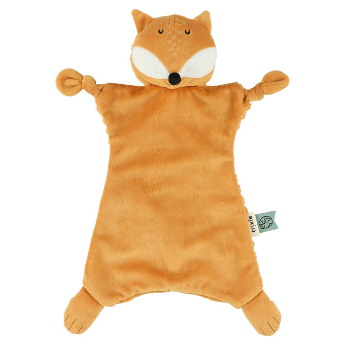Trixie Schnuffeltuch Herr Fuchs – weiches Baby-Kuscheltuch mit freundlichem Fuchsgesicht und Knoten zum Befestigen des Schnullers