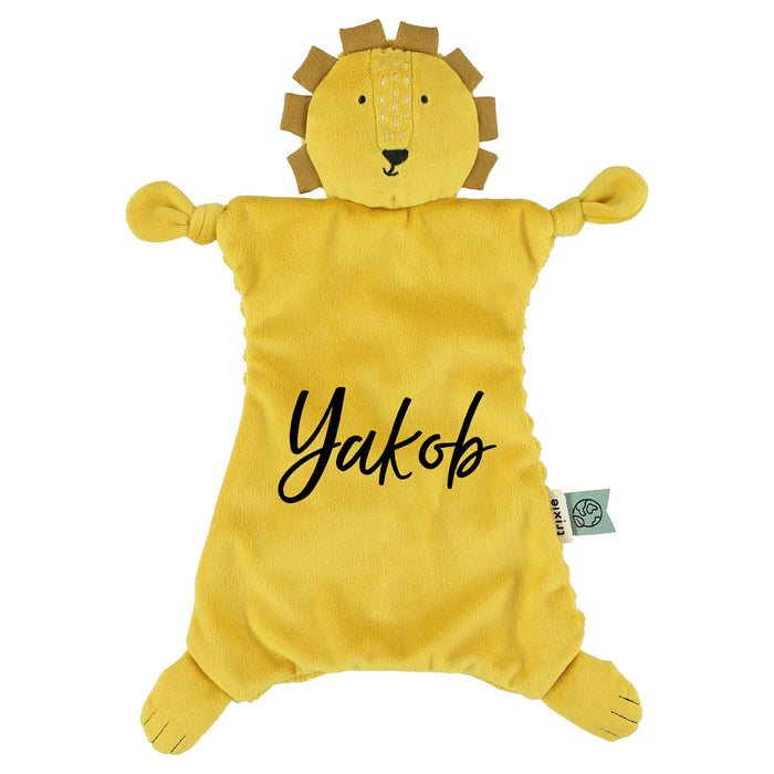 Personalisiertes Trixie Schnuffeltuch Herr Löwe mit Name – weiches Baby-Schmusetuch als individuelles Geschenk zur Geburt