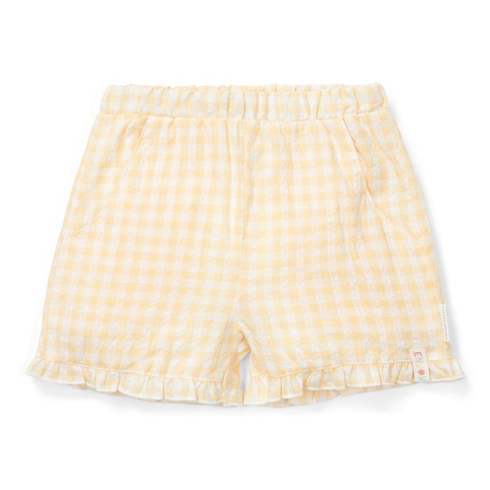 Little Dutch Shorts Sunshine Checks gelb-weiß kariert mit Rüschen