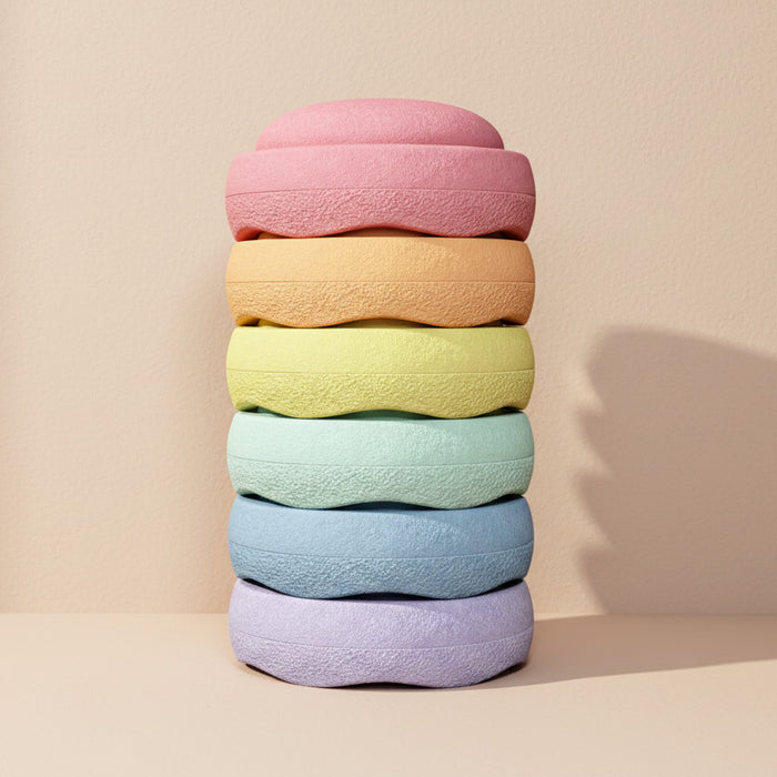 Stapelstein Original Mini Rainbow Pastel 6er-Set – kleine Bewegungssteine in sanften Pastellfarben zum Stapeln und Balancieren ab 1 Jahr