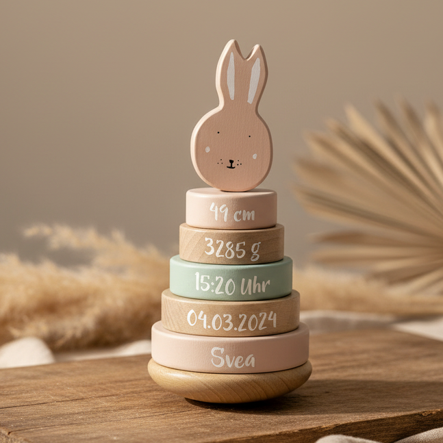 Stapelturm Frau Hase Holz - Zur Geburt | Trixie