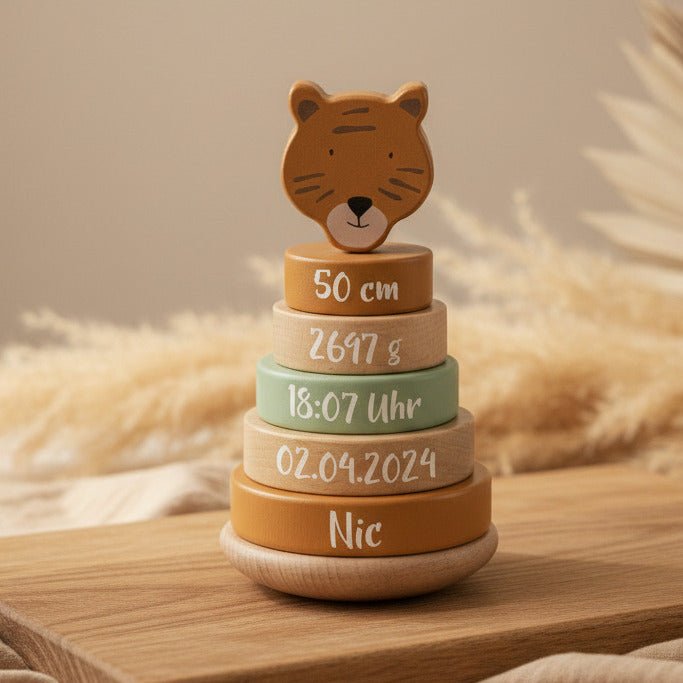 Stapelturm Holz - Herr Tiger - Zur Geburt | Trixie