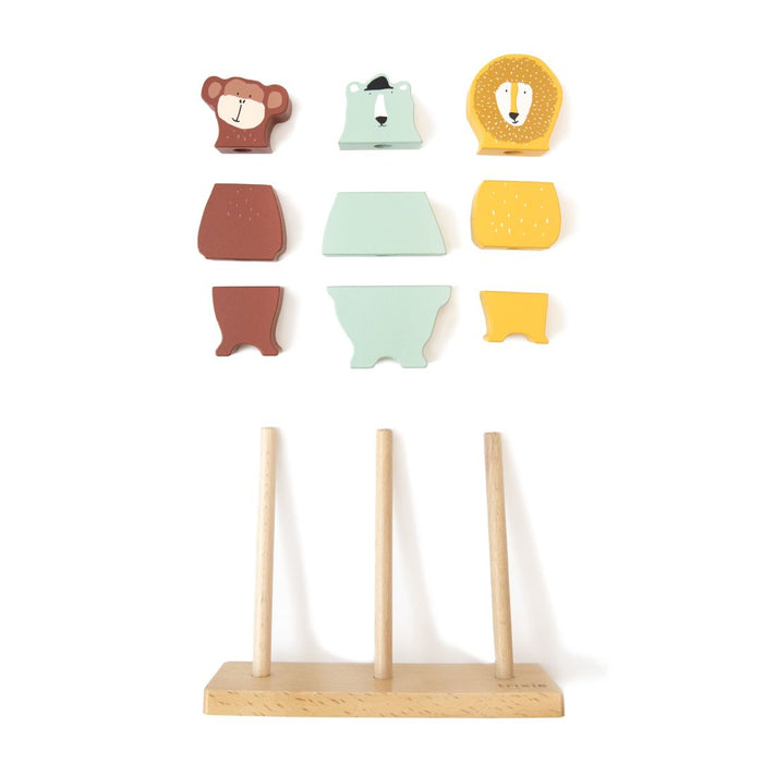 Trixie Holz-Steckpuzzle mit Tieren – farbenfrohes Steckspiel aus Buchenholz und MDF für Kinder ab 12 Monaten