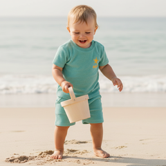 T-Shirt und Shorts Seashells and Stripes Surf Blue | Little Dutch