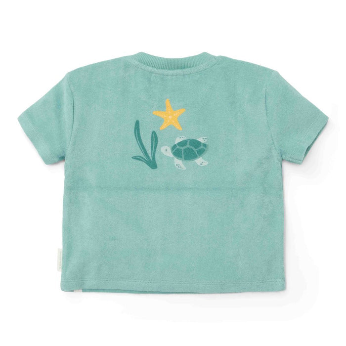 T-Shirt und Shorts Seashells and Stripes Surf Blue | Little Dutch