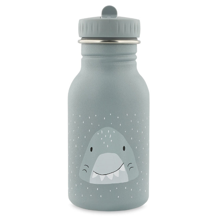 Blaue Trixie Trinkflasche Herr Hai 350 ml aus Edelstahl – stoßfeste Kinderflasche mit Haimotiv für Kindergarten und Schule