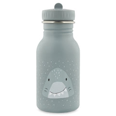 Blaue Trixie Trinkflasche Herr Hai 350 ml aus Edelstahl – stoßfeste Kinderflasche mit Haimotiv für Kindergarten und Schule