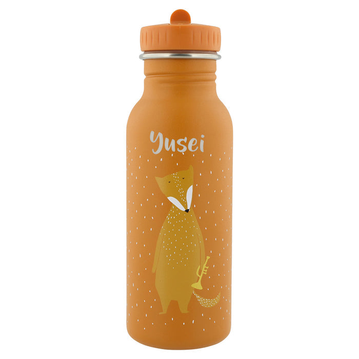 Orange Trixie Kinder-Trinkflasche Herr Fuchs 500 ml aus Edelstahl – robuste Flasche mit Fuchsmotiv für Kita, Schule und Ausflüge