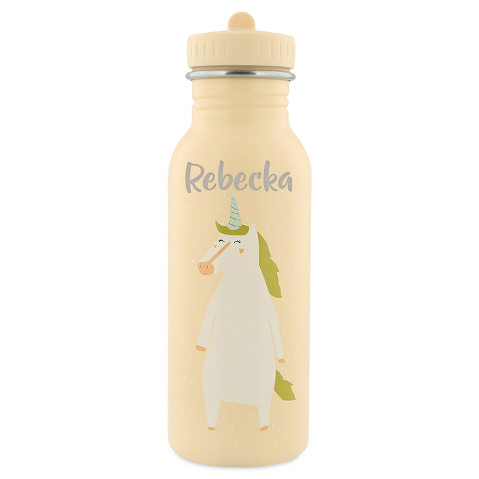 Trixie Kinder-Trinkflasche Frau Einhorn 500 ml personalisiert mit Namen – Edelstahlflasche mit Einhornmotiv und Tragekordel