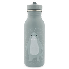 Blaue Trixie Trinkflasche Herr Hai 500 ml aus Edelstahl – robuste Kinderflasche mit Haimotiv für Schule, Kita und Ausflüge
