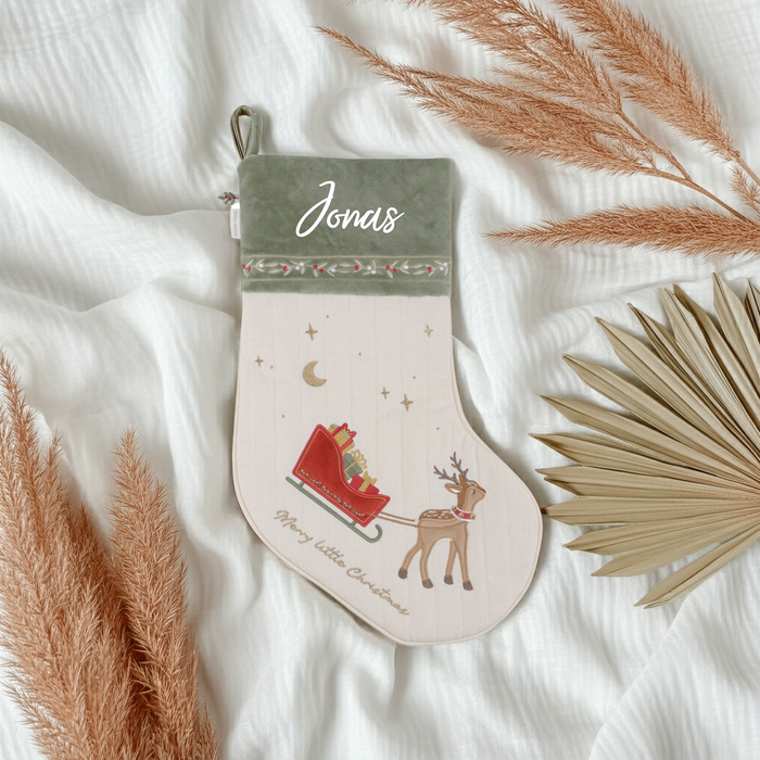 Grüner Little Dutch Weihnachtsstrumpf mit weihnachtlicher Stickerei