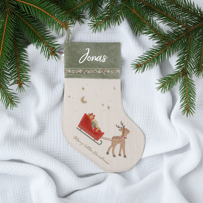 Grüner Weihnachtsstrumpf von Little Dutch mit gestepptem Stoff